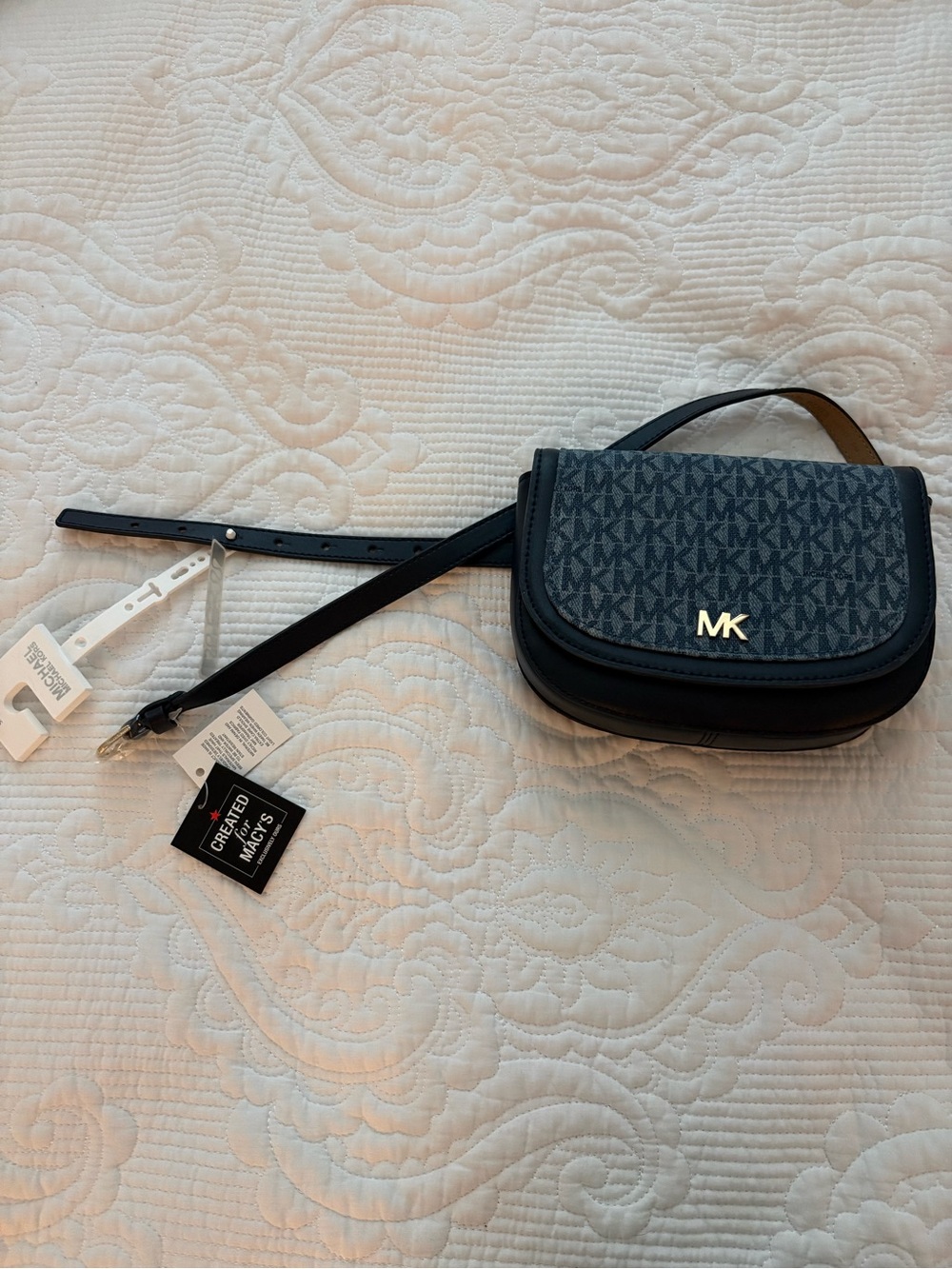 Michael Kors Navy and Black MK Logo Crossbody Bag